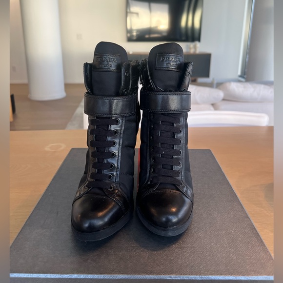 *SOLD* Prada Leather and Nylon Boots - Picture 3 of 6